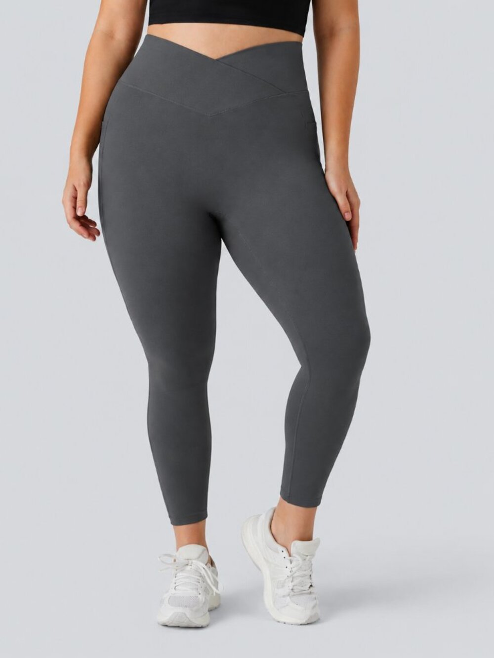 Halara 3X Gray SoftlyZero High Waisted Crossover Pocket Plain Full Length Leg